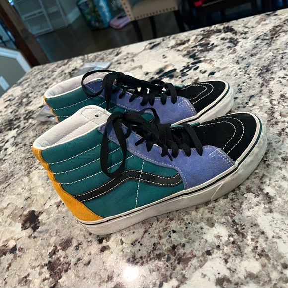 Vans Blue and Green High-Top Sneakers - Picture 5 of 8
